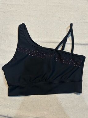 BuffBunny Asymmetric Black and Pink Sports Bra